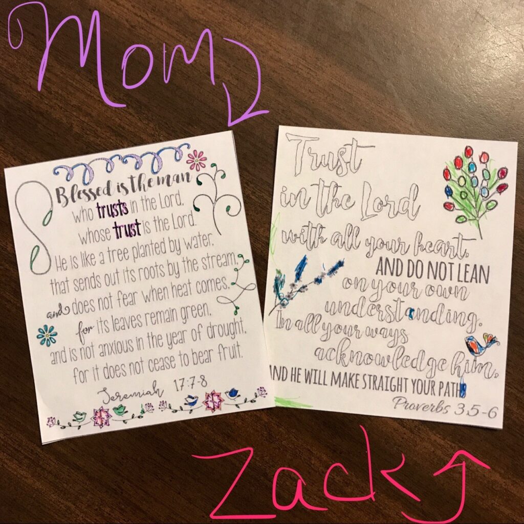 Bible verse cards from Bible journaling