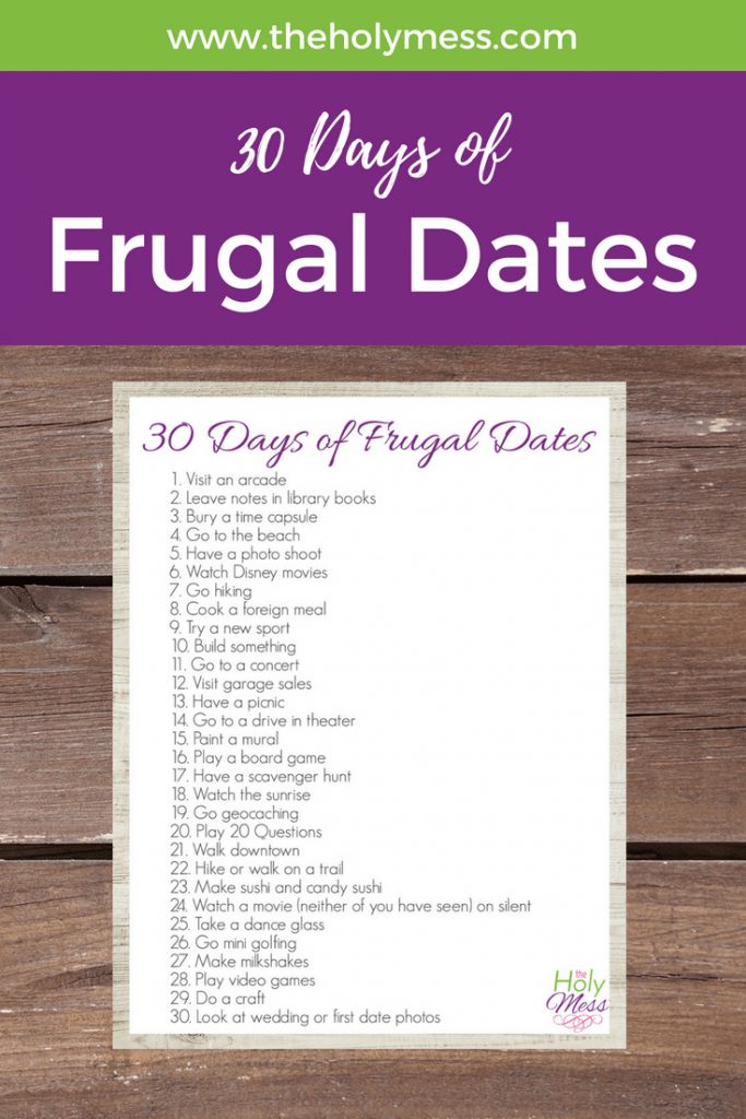 30 Days of Frugal Dates #marriage #date #husband #money