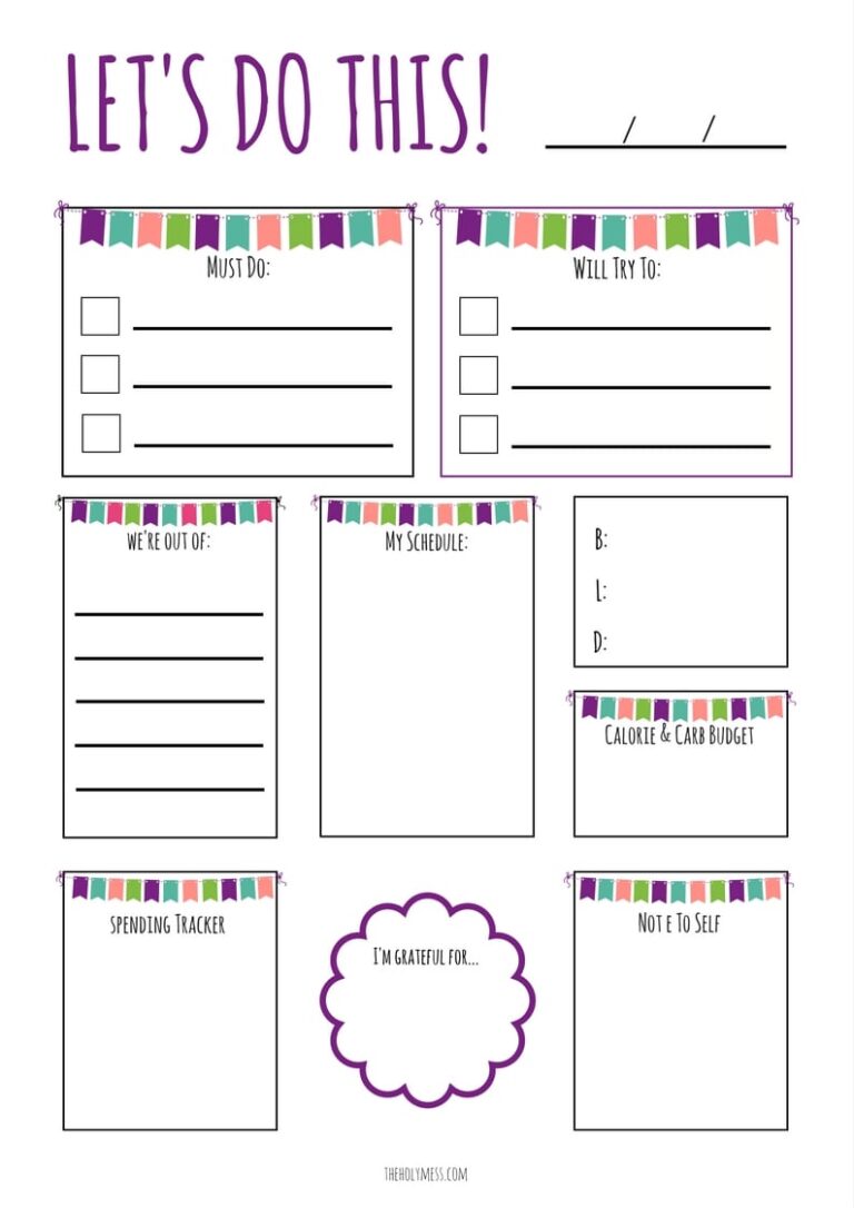 One Page Free Printable To Do List