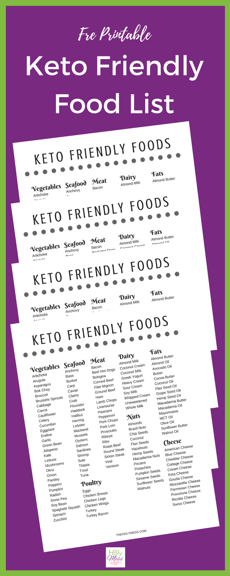 Free Printable Keto Friendly Food List