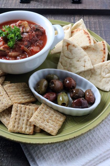 Caponata appetizer with crackers