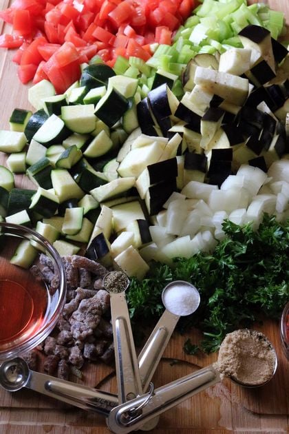Vegetables for Caponata appetizer