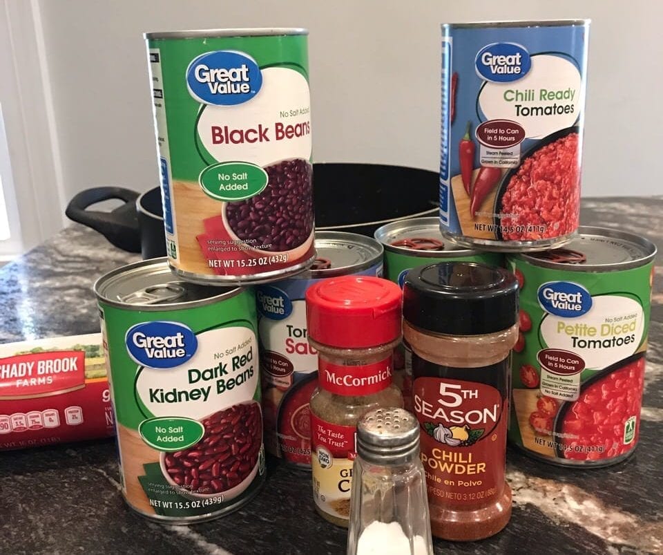 Ingredients for WW Freestyle Zero Point Chili recipe