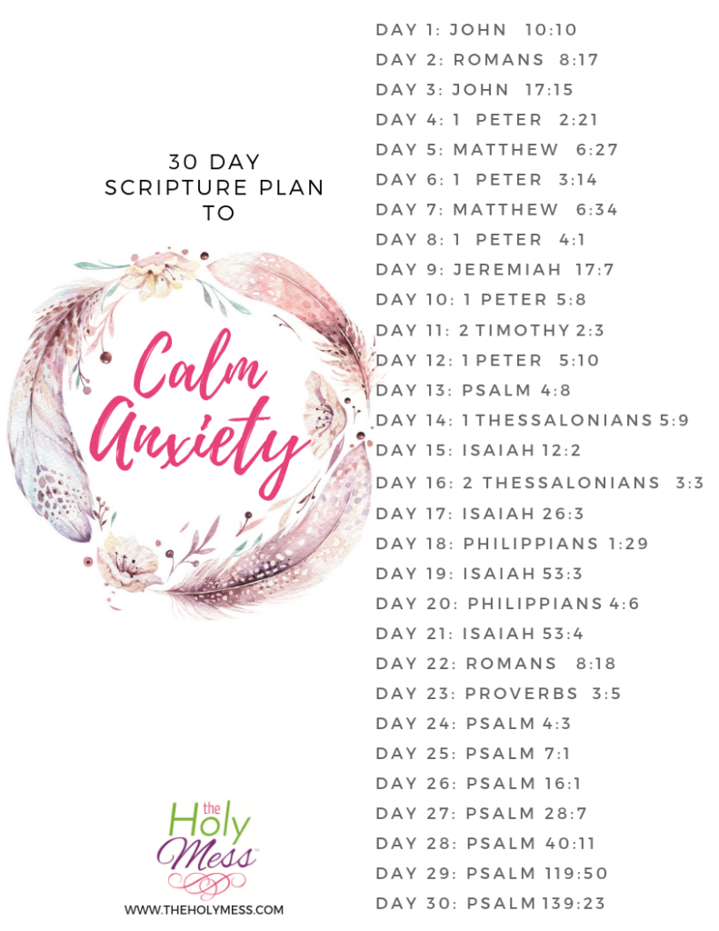30 Bible Verses to Calm Anxiety {Get Free PDF Printable} The Holy Mess