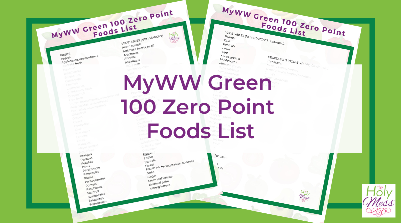 100 Zero Point Food List Weight Watchers Green