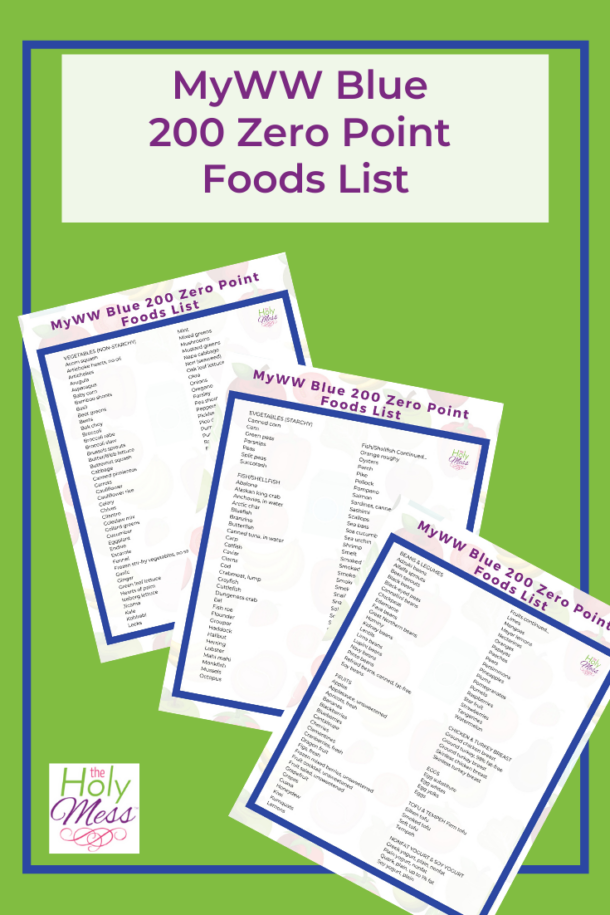 WW Blue Plan 200 Zero Point Foods List Free Printable PDF