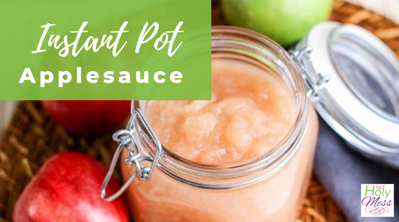 Instant Pot Applesauce recipe with applesauce in jar