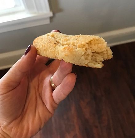 Bite of breadstick with almond flour