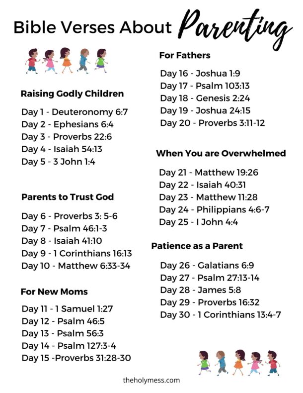 30 Day Bible Reading Plan of Bible Verses About Parenting