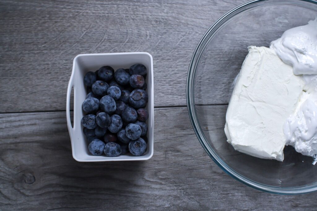 blueberries, cream cheese and coolwhip, ingredients for weight watchers fruit salad