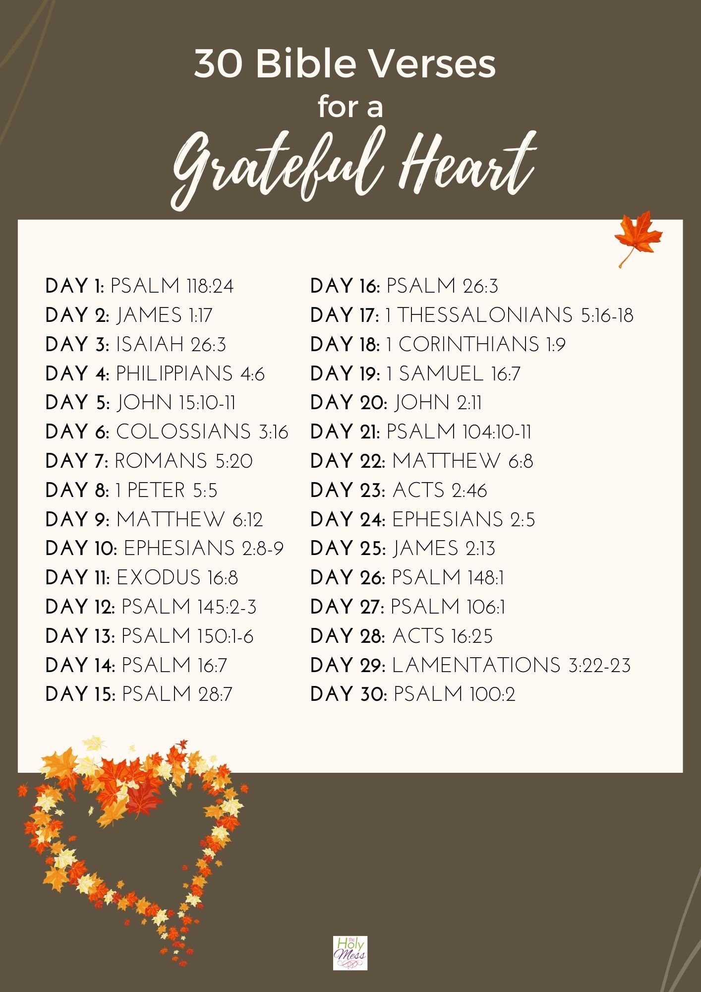 30 Bible Verses for a Grateful Heart