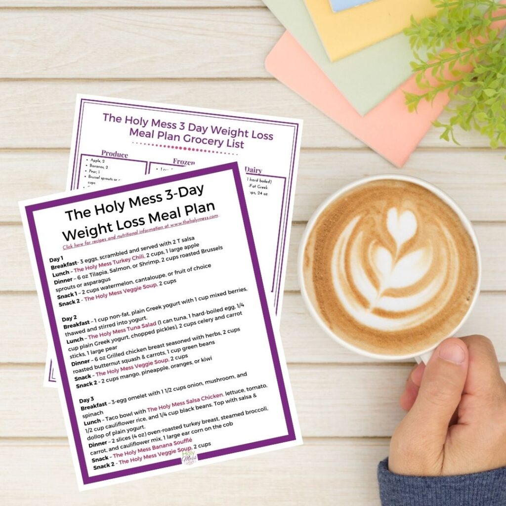 3 Day Diet Plan on Table with Coffee