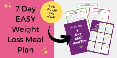 7 Day Easy Weight Loss Meal Plan sample pages with arrow