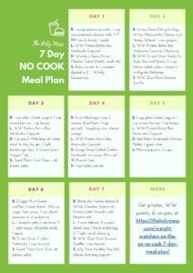 7 day Weight Watchers meal plan no cooking
