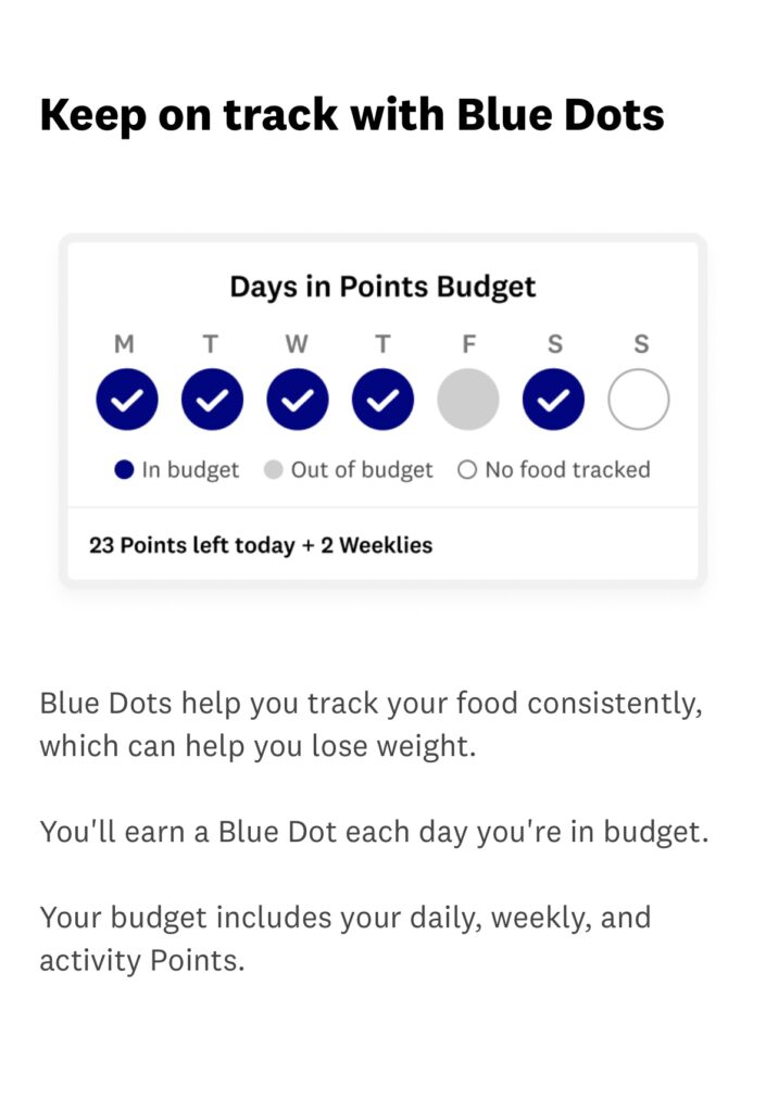 WW app update for blue dot