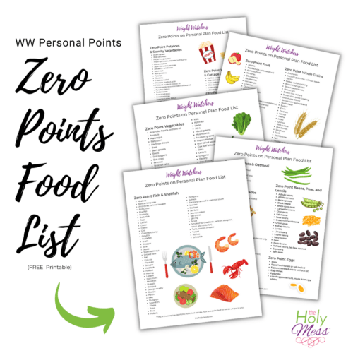 WW Personal Points Zero Points Foods List (FREE Printable)