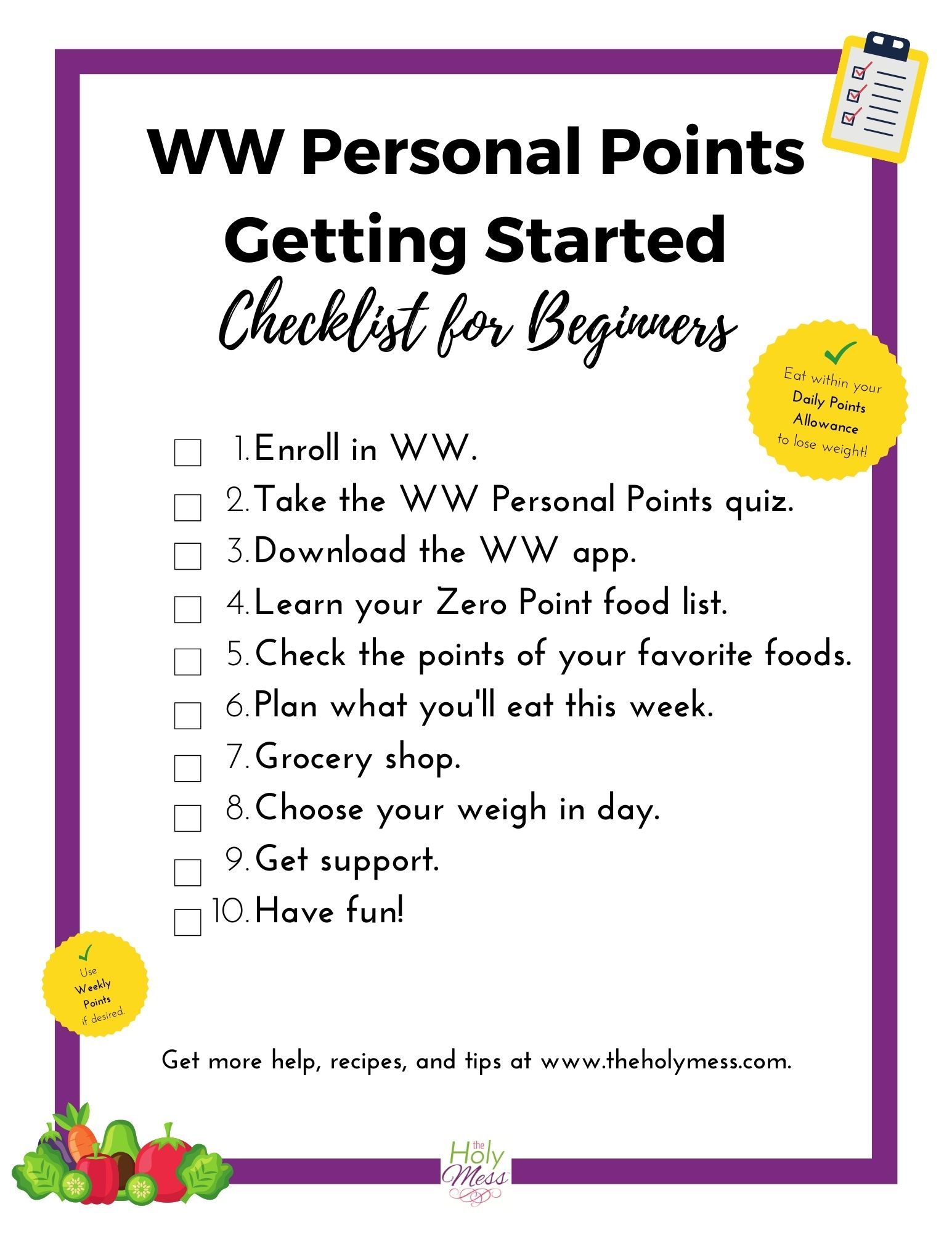 WW Steps to Get Started Checklist