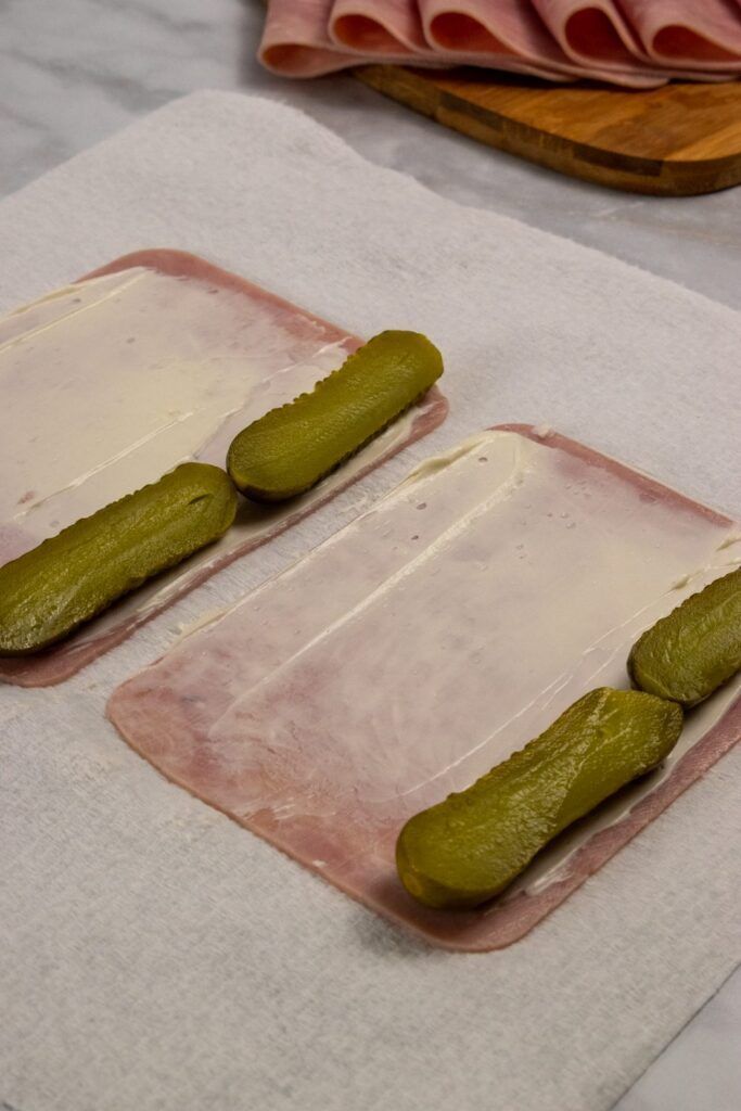 Ham-rolls-pickles roll up