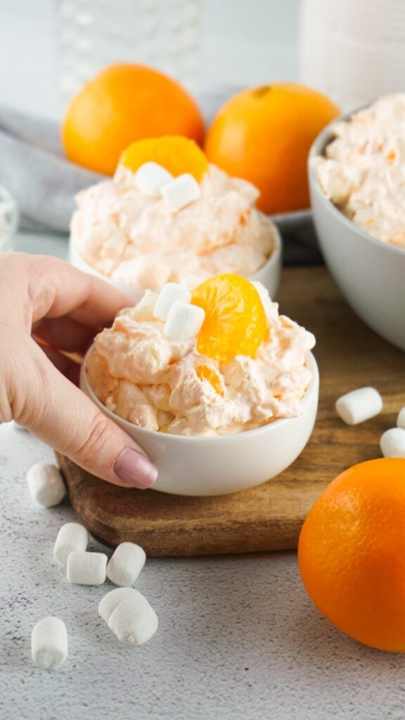 Mandarin orange salad with hand
