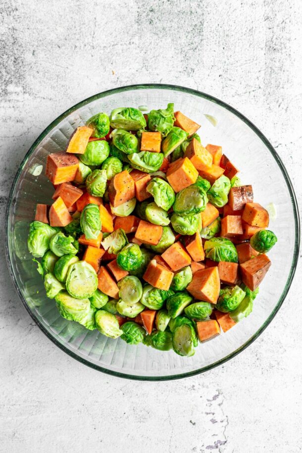 Easy Roasted Brussel Sprouts and Sweet Potatoes with Pecans The Holy Mess