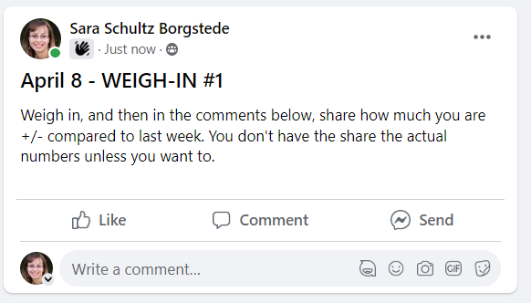 Spring Challenge weekly weigh in post
