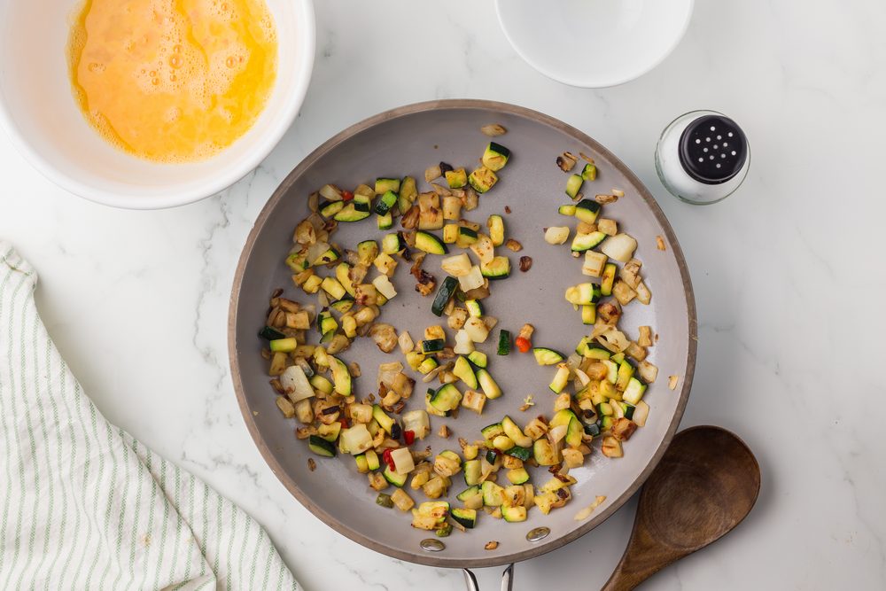 browned zucchini for hearty and healthy breakfast bowl recipe