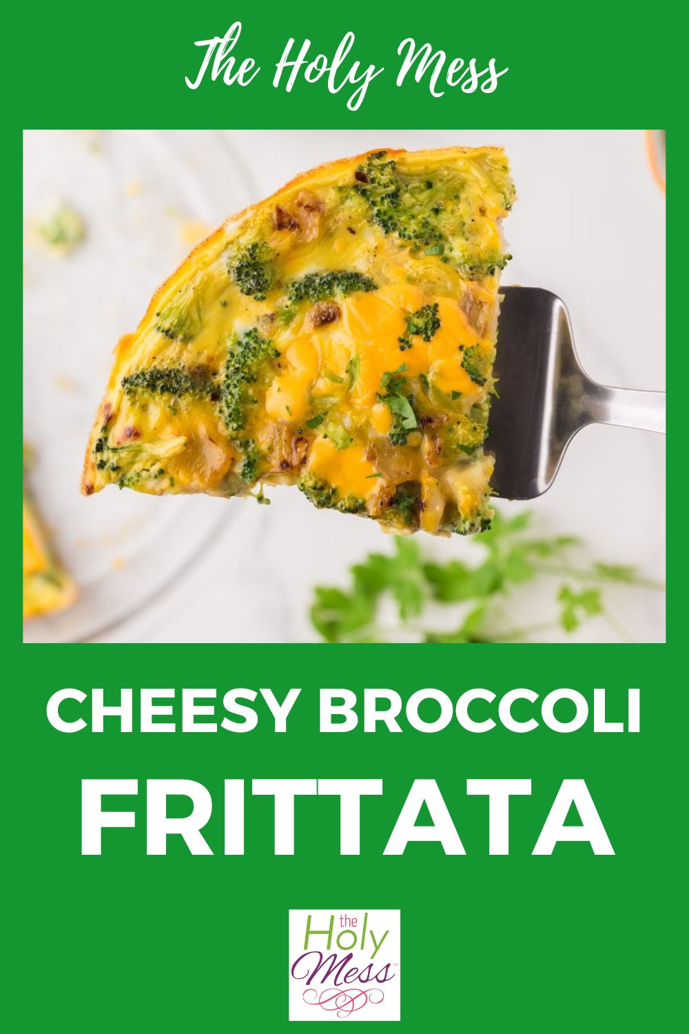 Pinterest Pin for Cheesy Broccoli Frittata recipe post