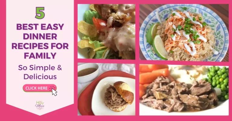 a collage of pictures of different dinner recipes with text that reads as 5 best easy dinner recipes for family - so simple & delicious.