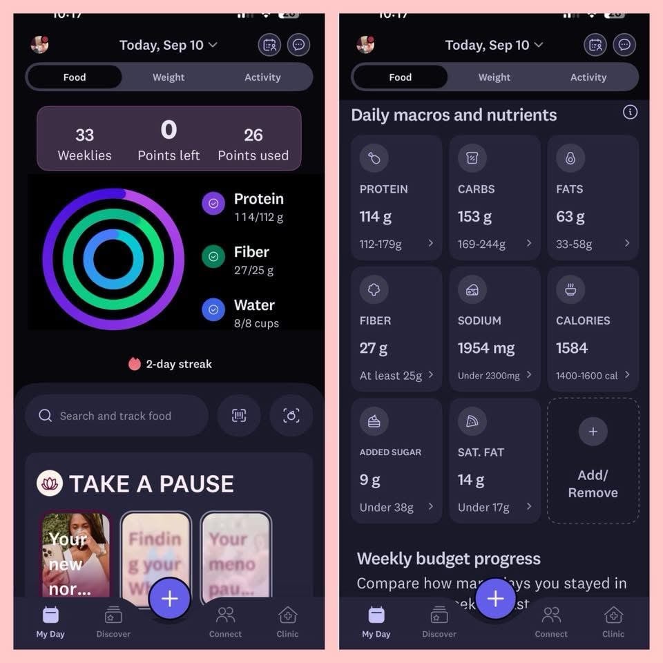 WW Menopause tracker