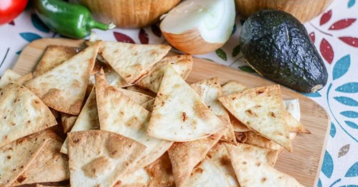 Homemade no oil tortilla chips