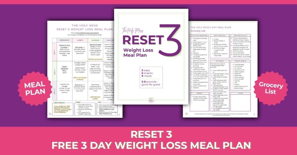 Reset 3, 3 day weight loss meal plan
