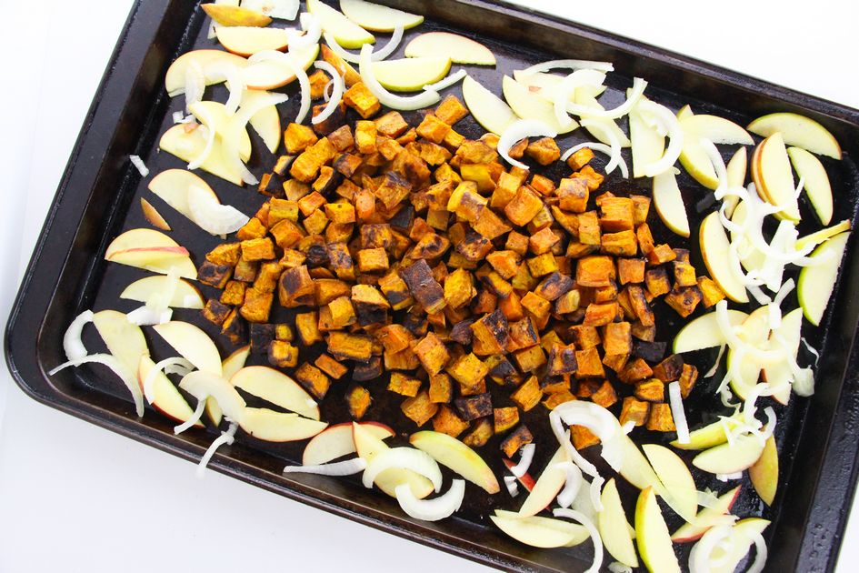 sweet potato and apple onion sheet pan