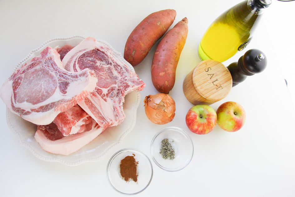 Pork chop sheet pan ingredients