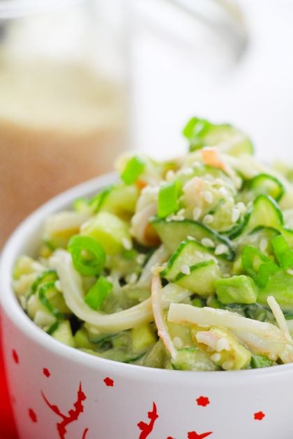 Add sesame seeds to cucumber salad.