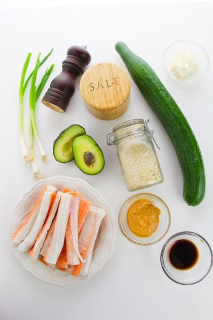 Ingredients for California Roll Salad