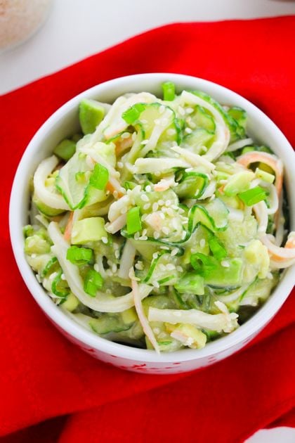 California Roll salad with cucumber and avocado