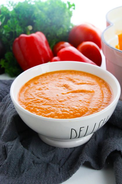 delicious bowl of red pepper soup