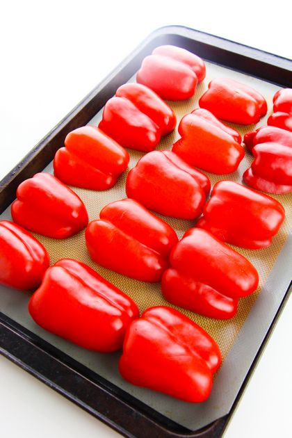 Roast red peppers until slightly charred for the best flavor