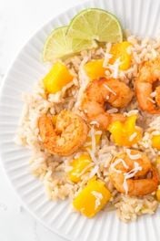 Tropical Shrimp Coconut Rice with Mango